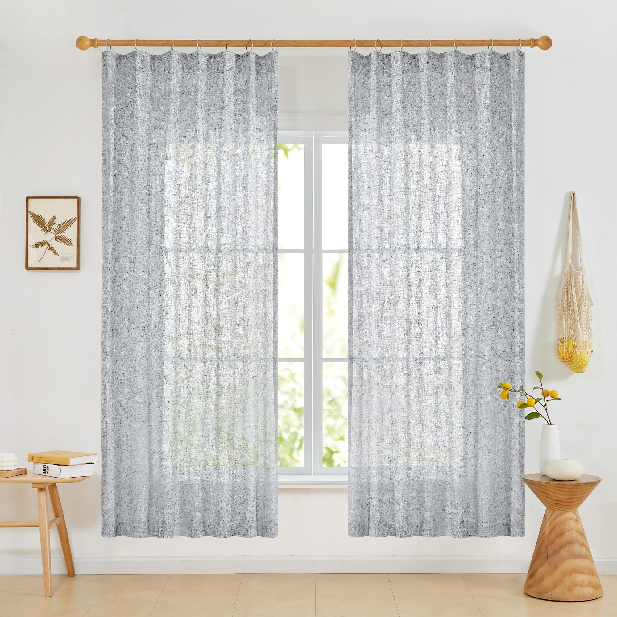Light Filtering Linen Drapes, Back Tab & Rod Pocket