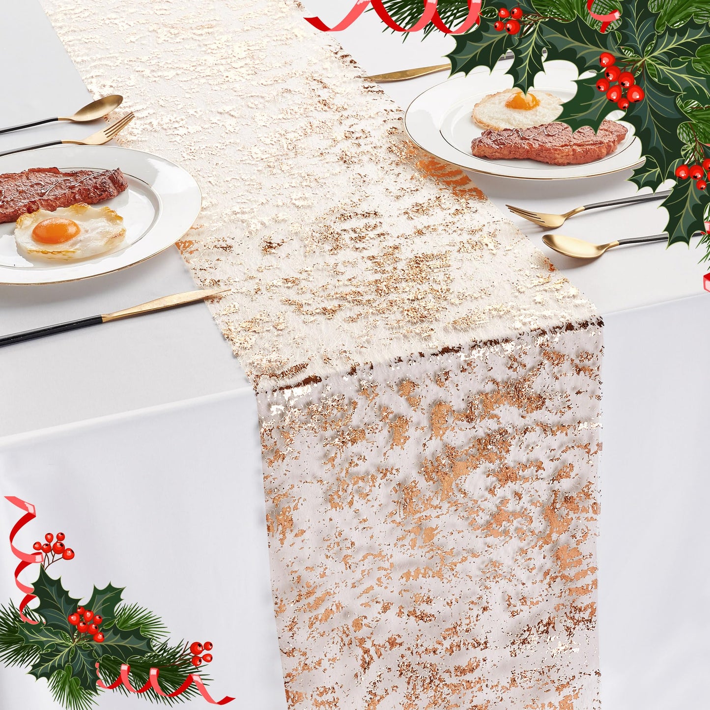 Sequin Glitter Table Runner, 2PCS, 9FT, Gold