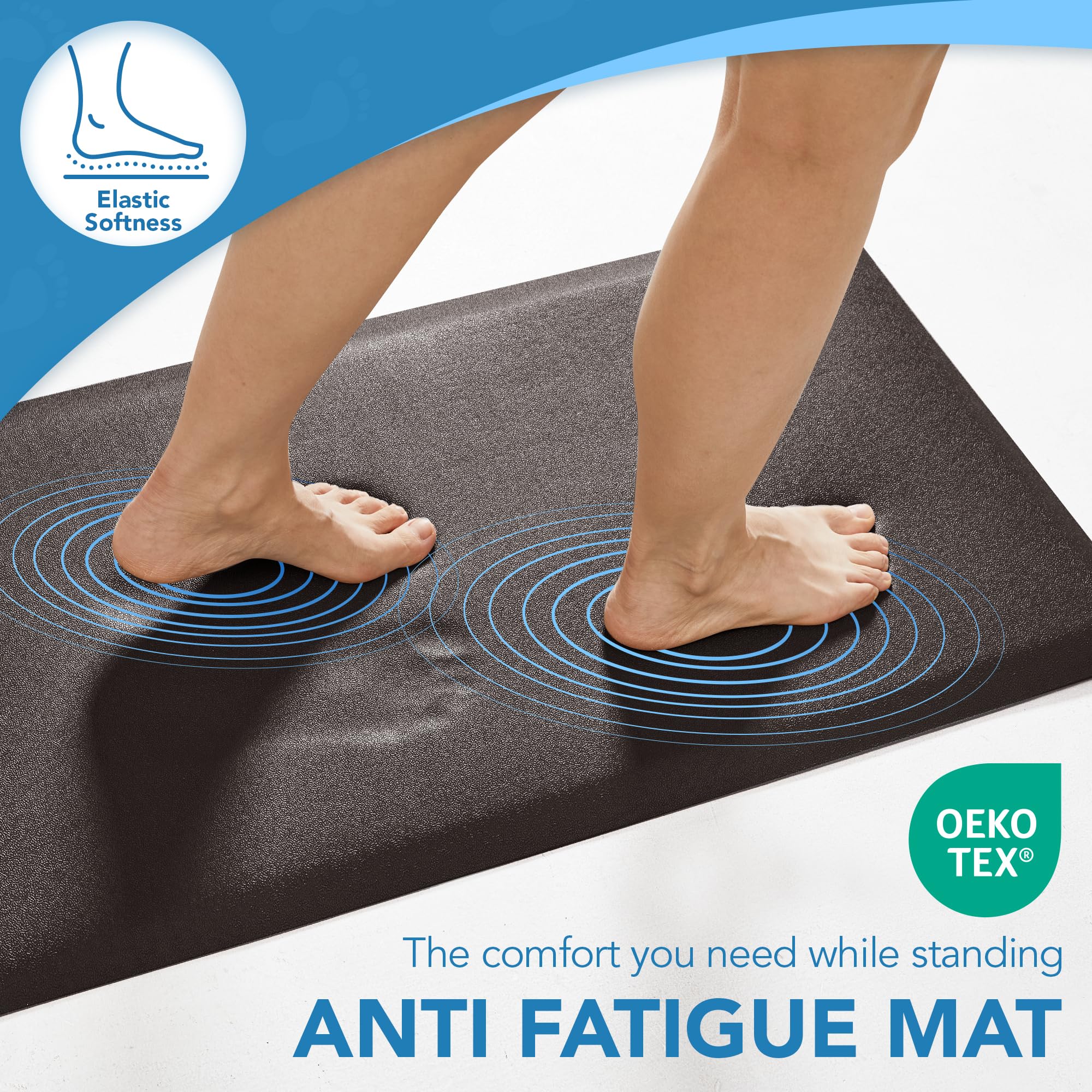 Cushioned Anti-Fatigue Kitchen Mat, 17x28 Inch, Grey