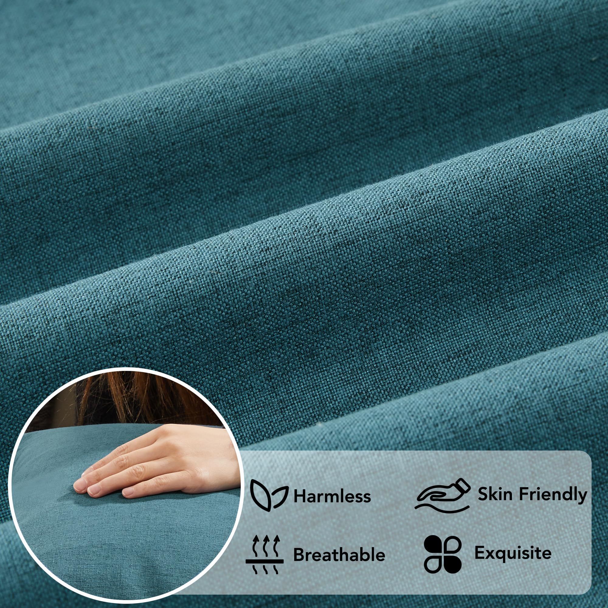 Faux Linen Pillow Covers, 16x16 Inch, Creamy White, 2PCS