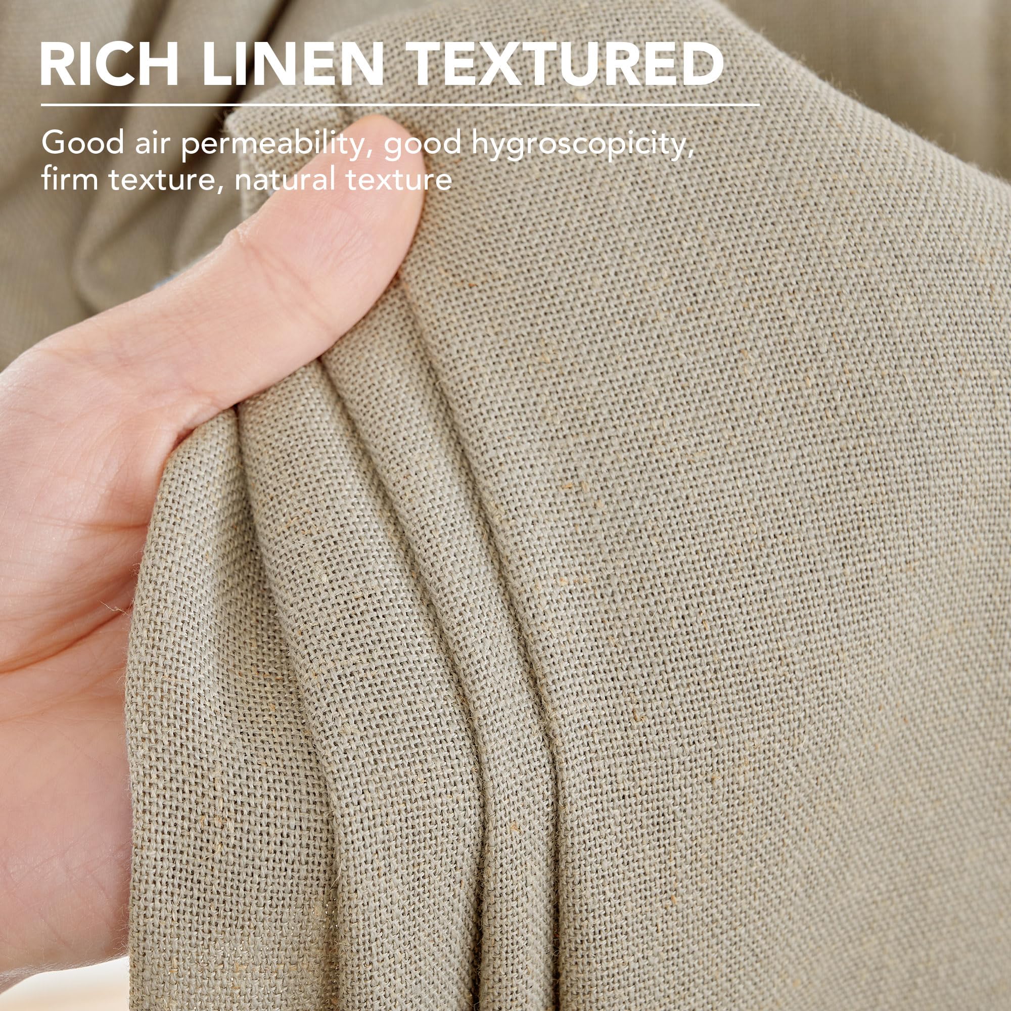 Linen Look Boho Semi-Sheer Curtains, 52x63 Inch, 2 Panels