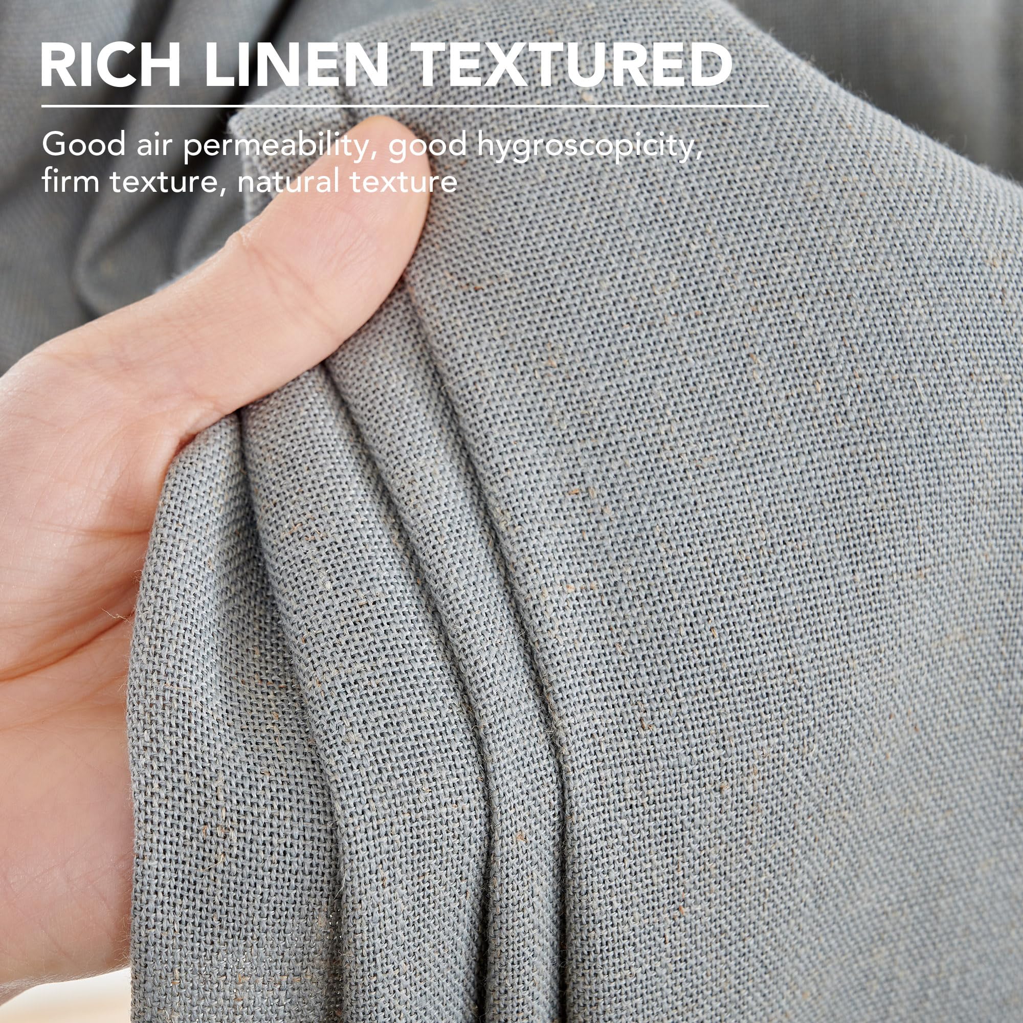 Linen Look Boho Semi-Sheer Curtains, 52x63 Inch, 2 Panels