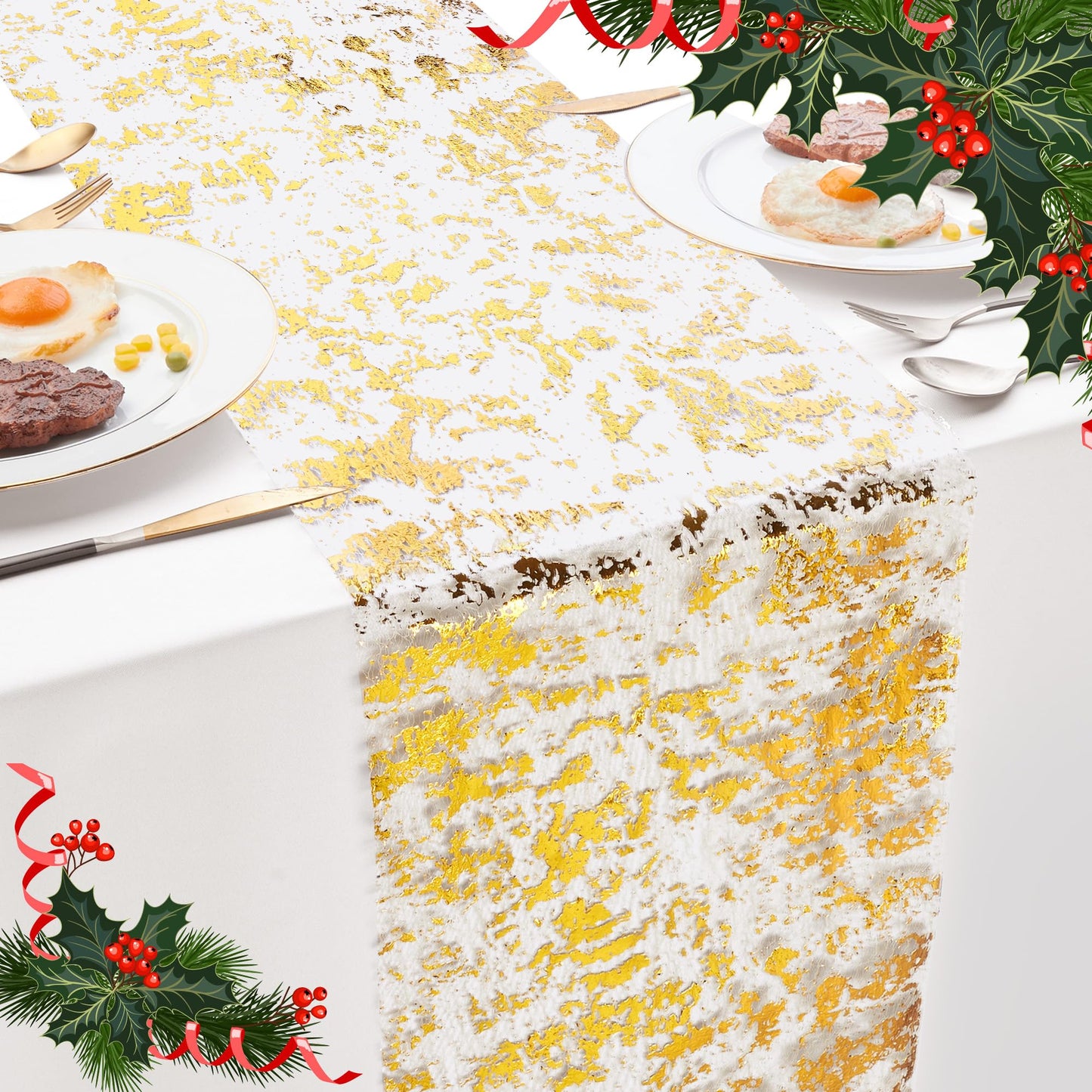 Sequin Glitter Table Runner, 2PCS, 9FT, Gold