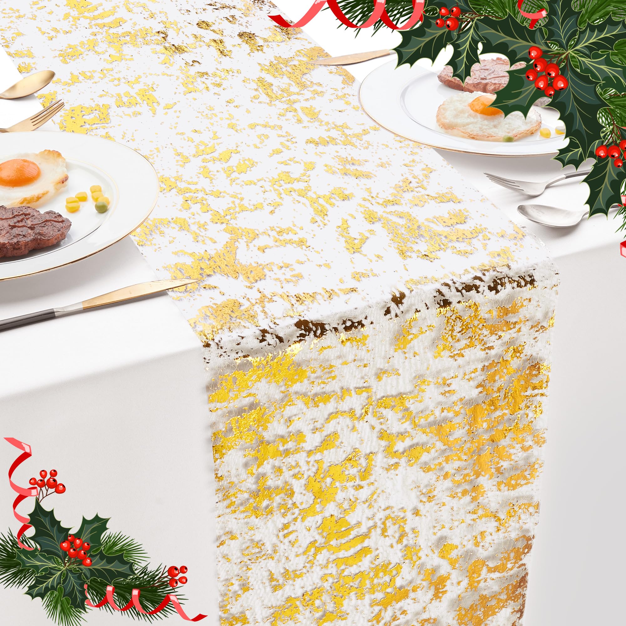 Sequin Glitter Table Runner, 2PCS, 9FT, Gold