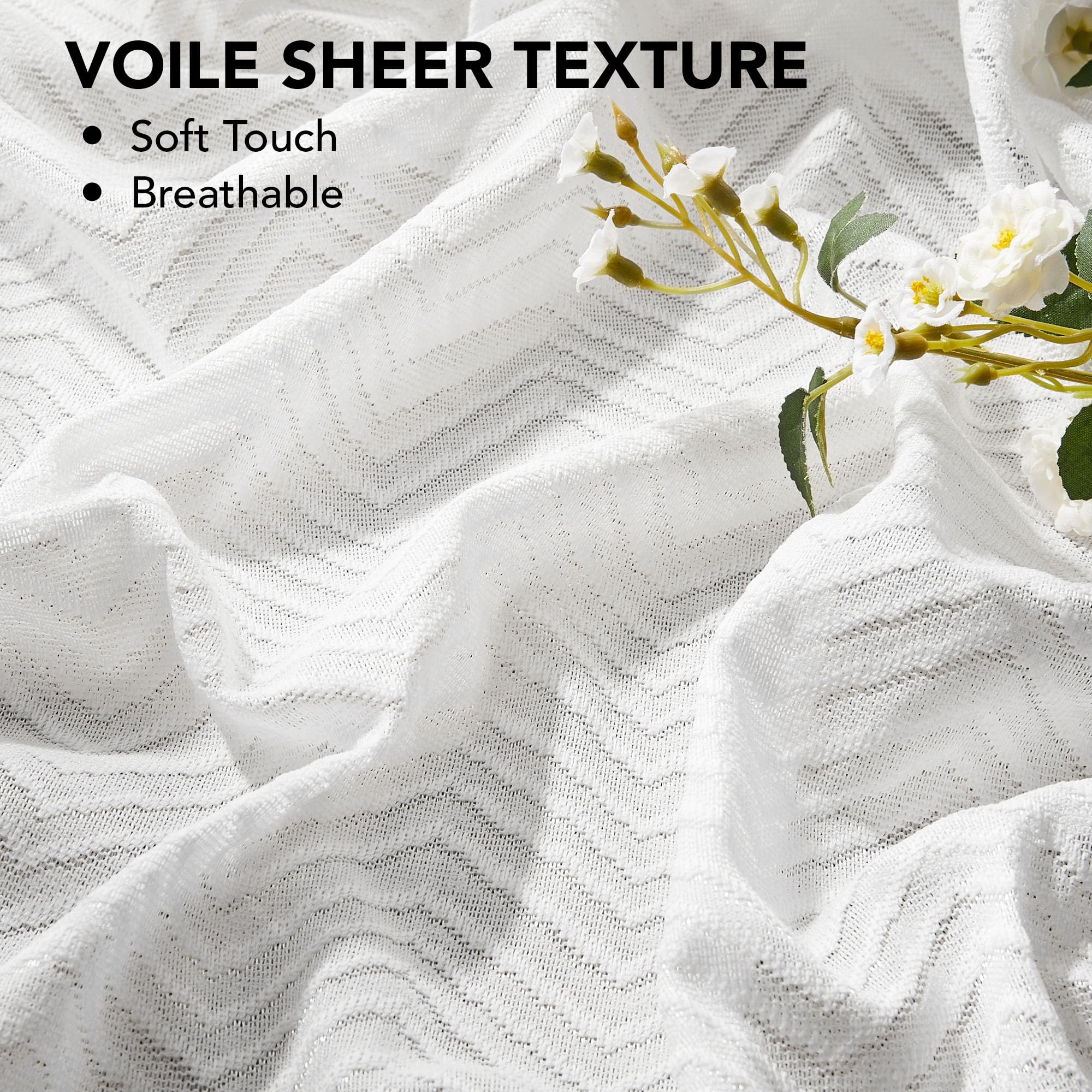 Ombre Sheer Voile Curtains, Rod Pocket, Light Grey