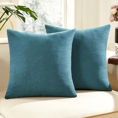 Faux Linen Pillow Covers, 16x16 Inch, Creamy White, 2PCS