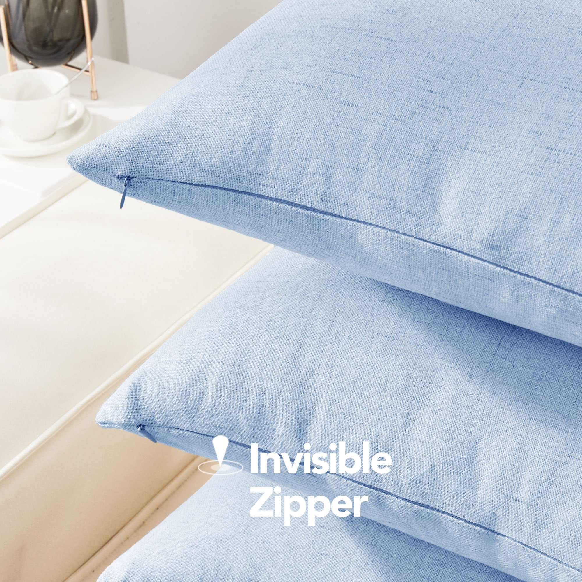 Decorative Linen Throw Pillow Covers, 18x18 Inch, 4 PCS