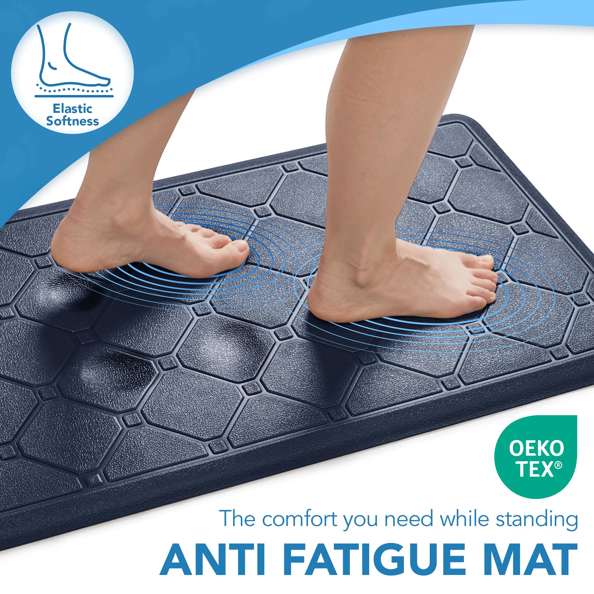 Cushioned Anti-Fatigue Kitchen Mat, 17x28 Inch, Grey