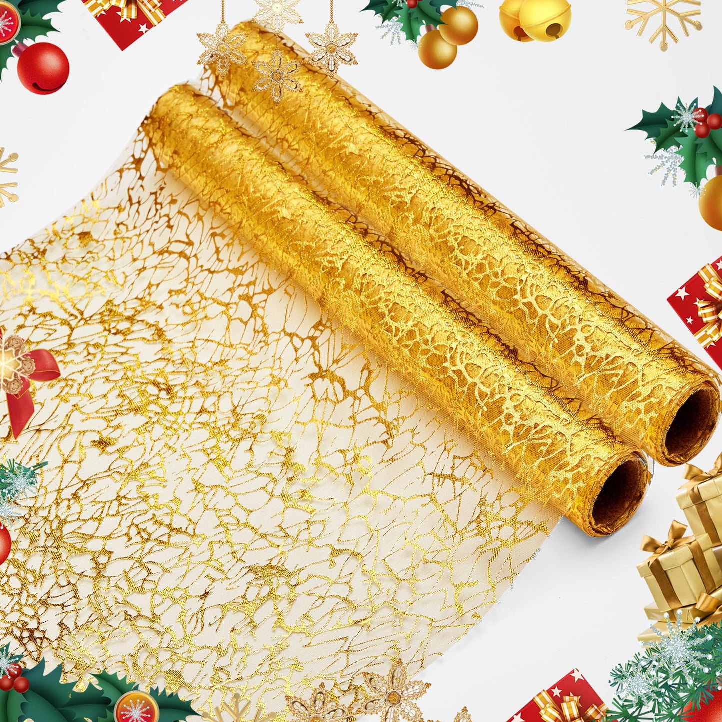 Sequin Glitter Table Runner, 2PCS, 9FT, Gold