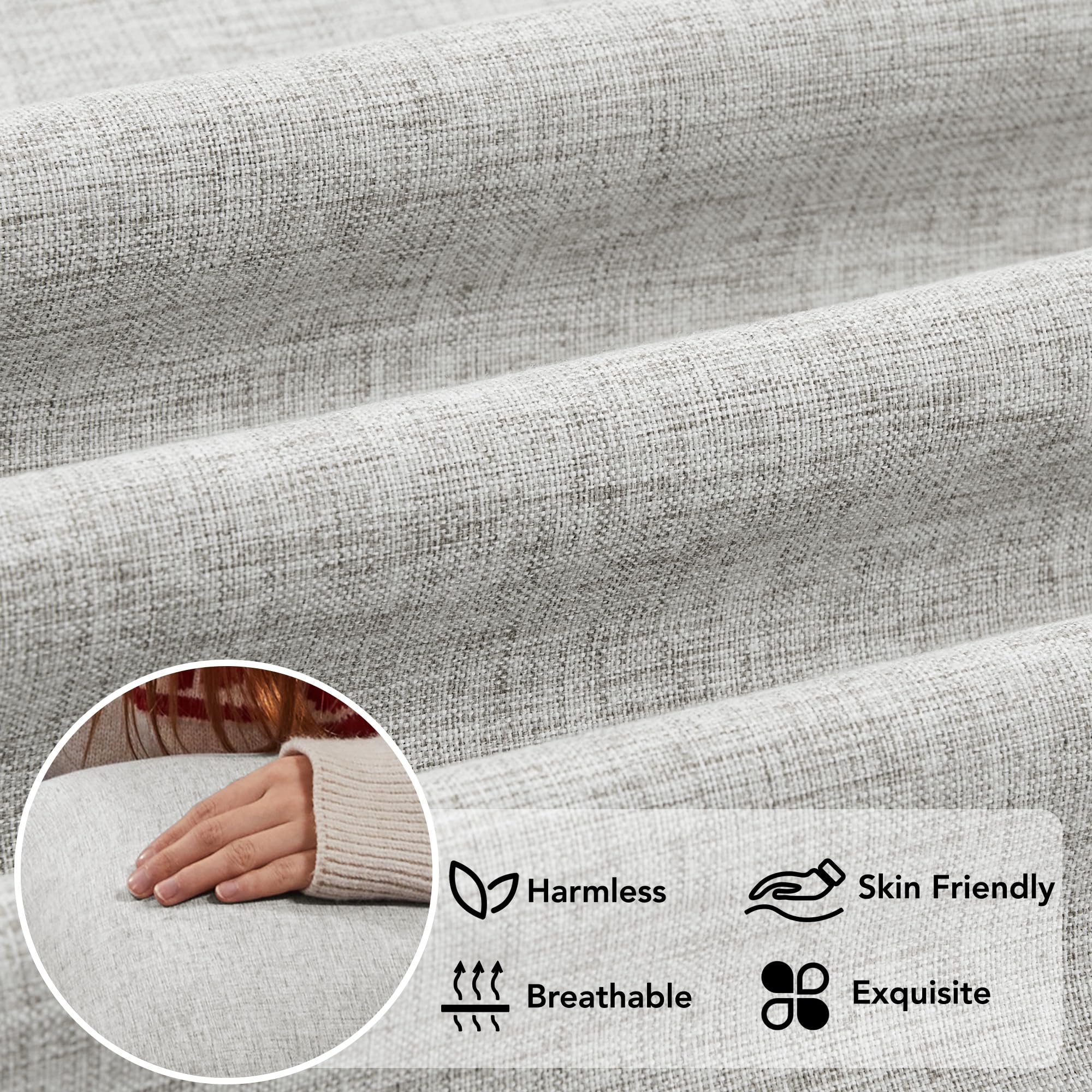 Faux Linen Pillow Covers, 16x16 Inch, Creamy White, 2PCS