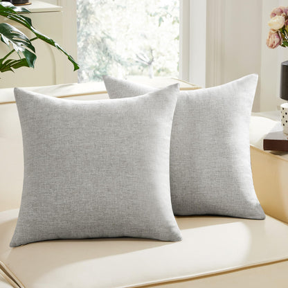 Faux Linen Pillow Covers, 16x16 Inch, Creamy White, 2PCS