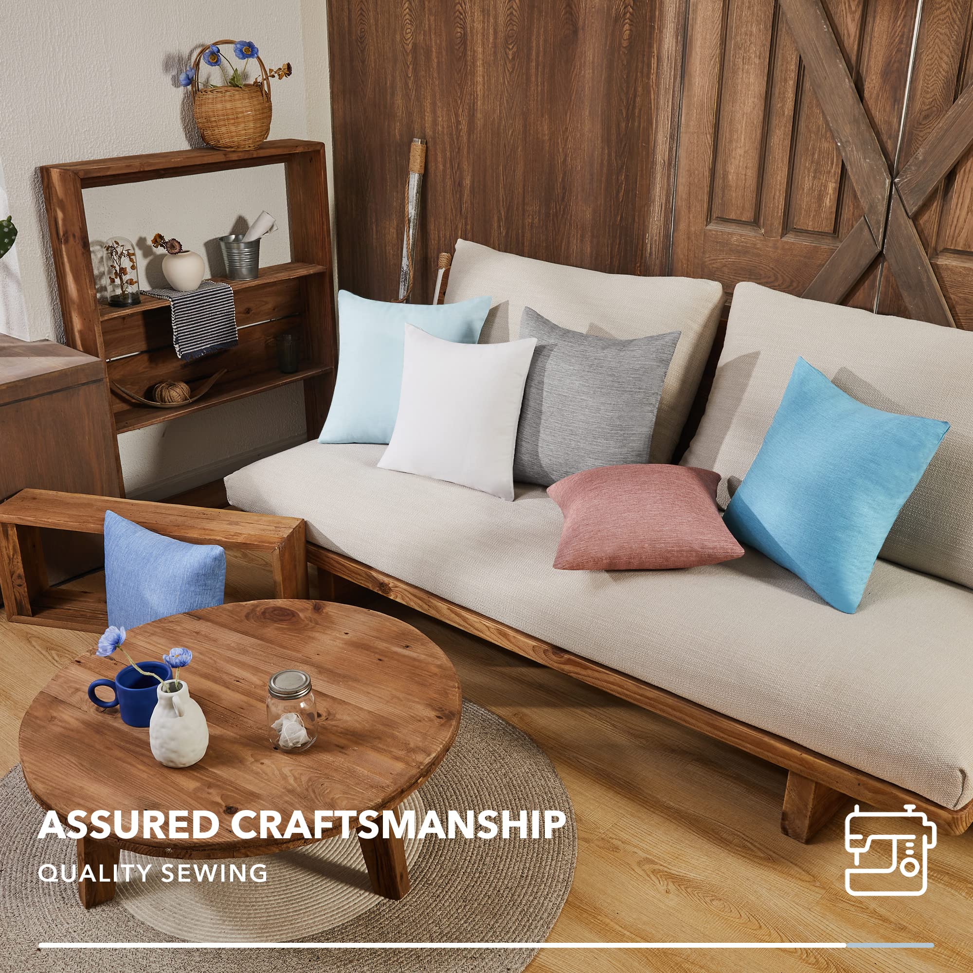 Decorative Linen Throw Pillow Covers, 18x18 Inch, 4 PCS