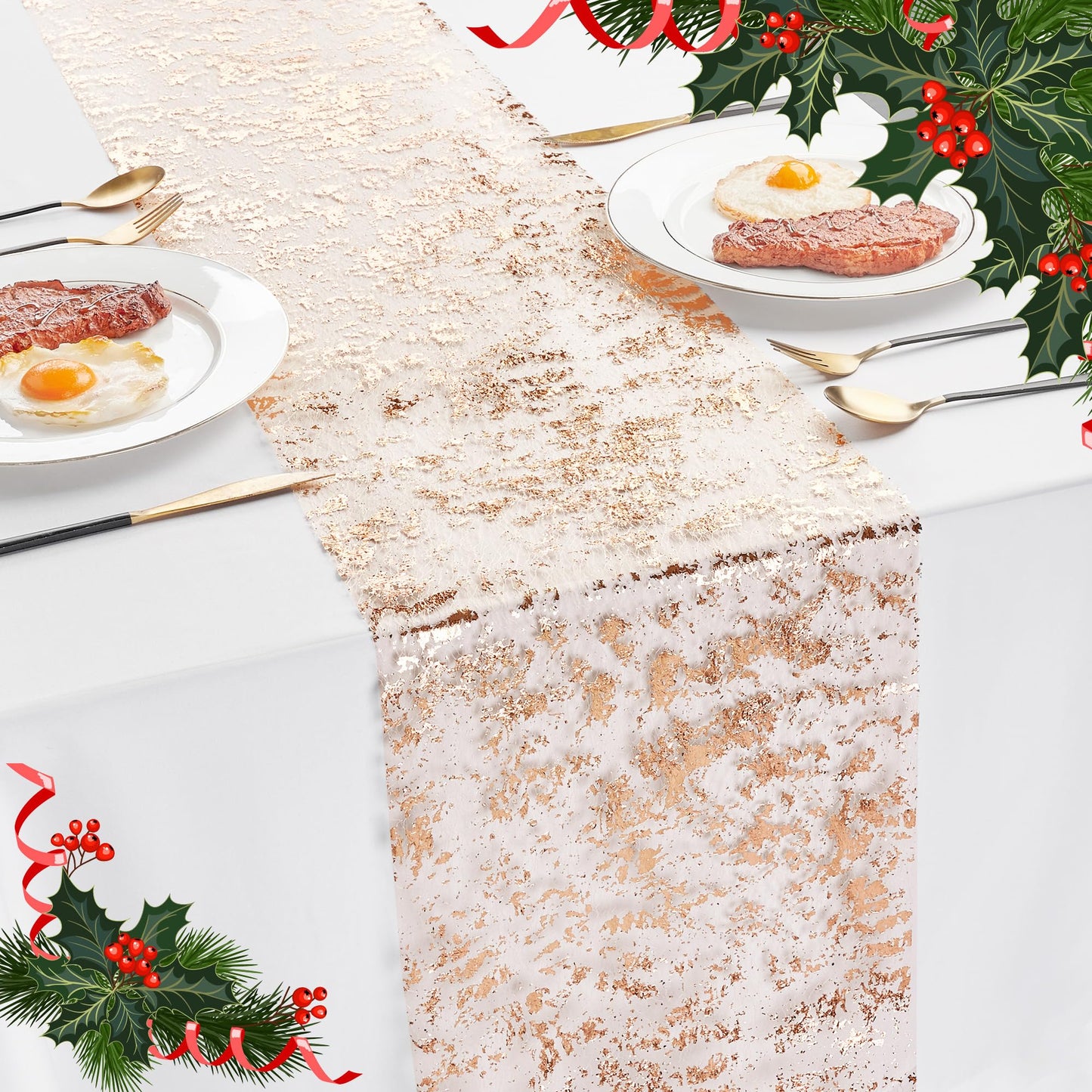 Sequin Glitter Table Runner, 2PCS, 9FT, Gold