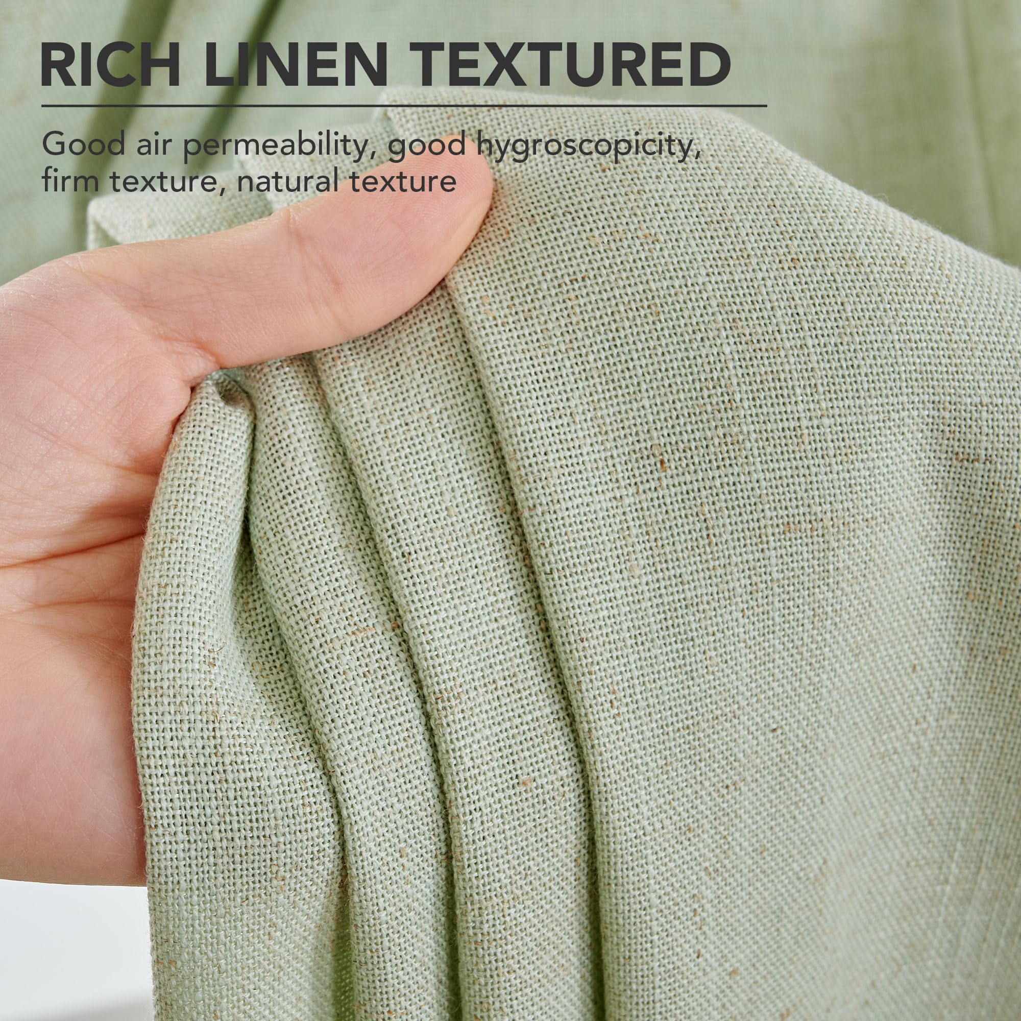 Linen Look Boho Semi-Sheer Curtains, 52x63 Inch, 2 Panels