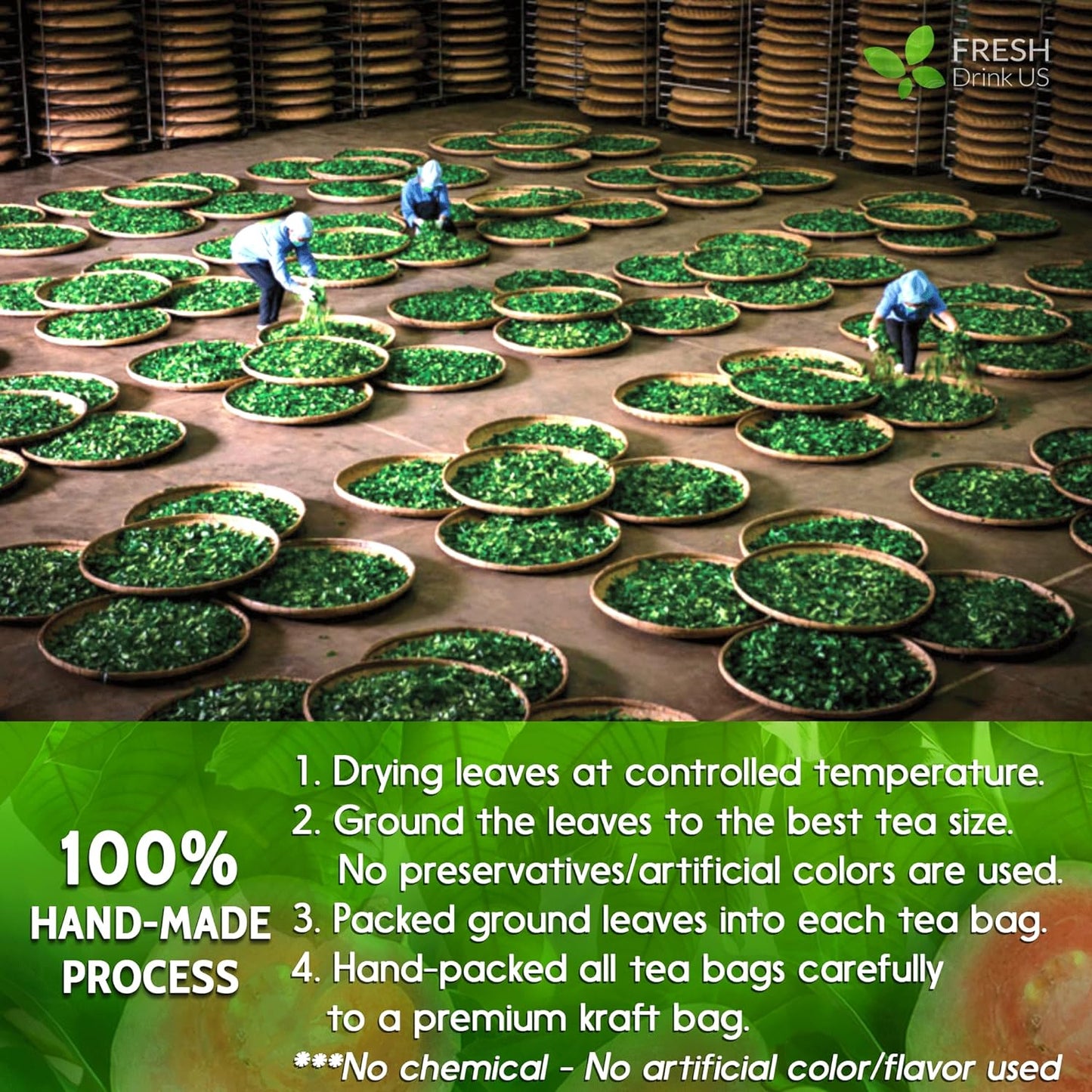 Natural Guava Leaves, Whole Dried Leaves, Cut-and-Sifted Guava leaves, 100% Pure from Guava Leaves, Natural Guava Loose Leaf Herbal Tea, No Additives, No Caffeine, Vegan