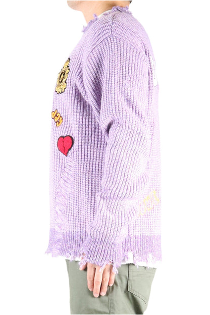 RODRI Heavy Gauge Ripped Knit Sweater with patches