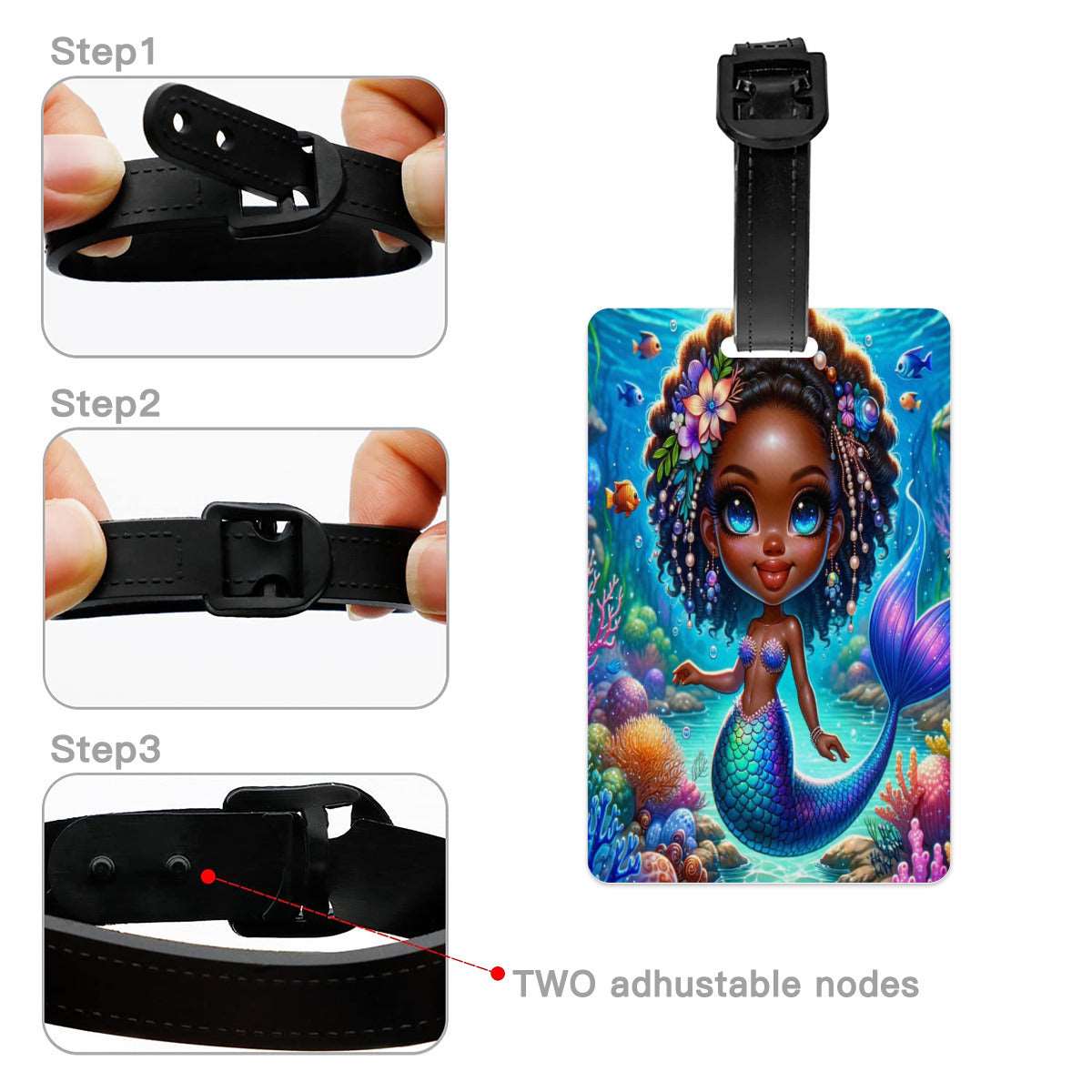 Custom African American Girl Little Mermaid Luggage Cover & Luggage Tag, Luggage Set