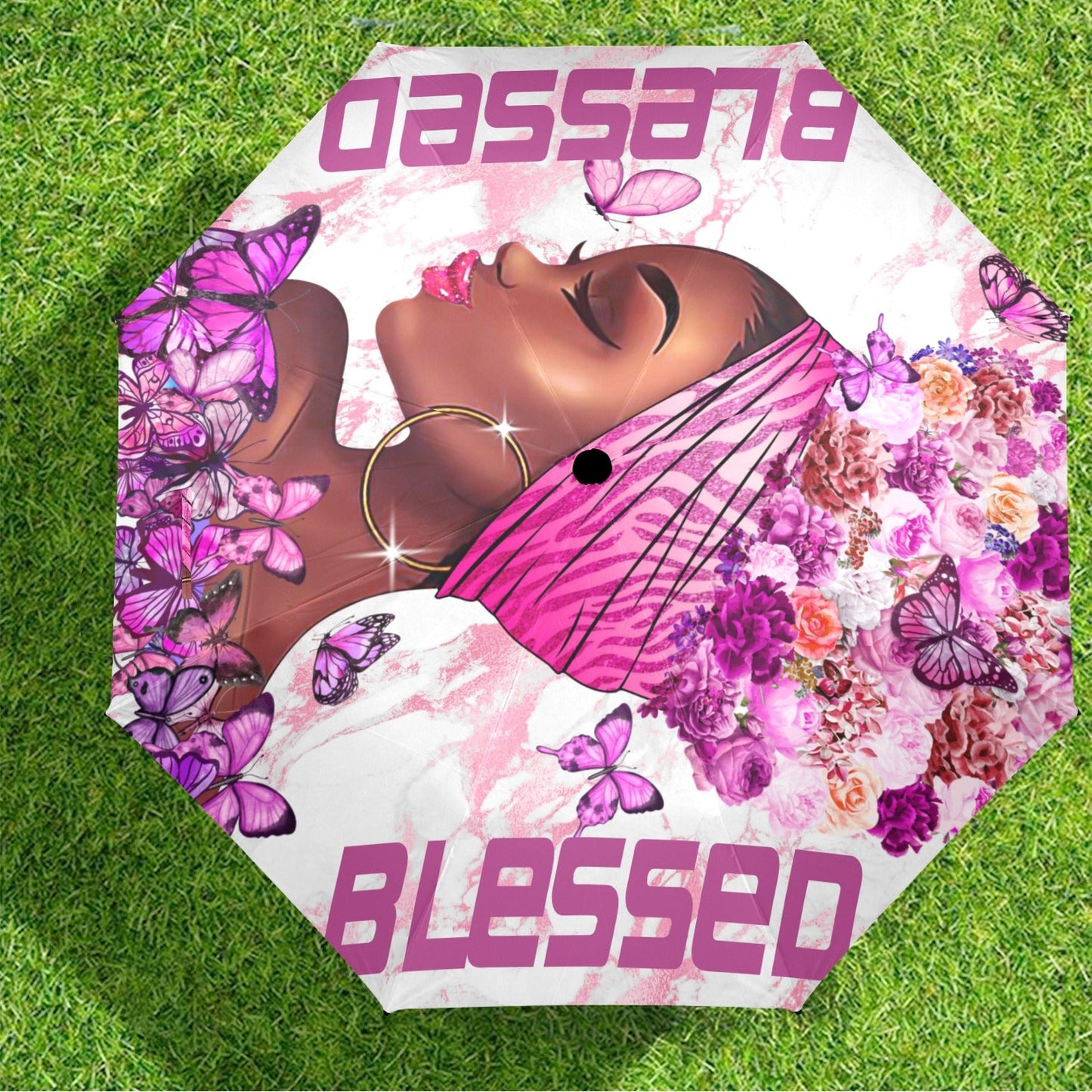 Blessed Purple Umbrella Semi-Automatic Foldable Umbrella (Model U12)