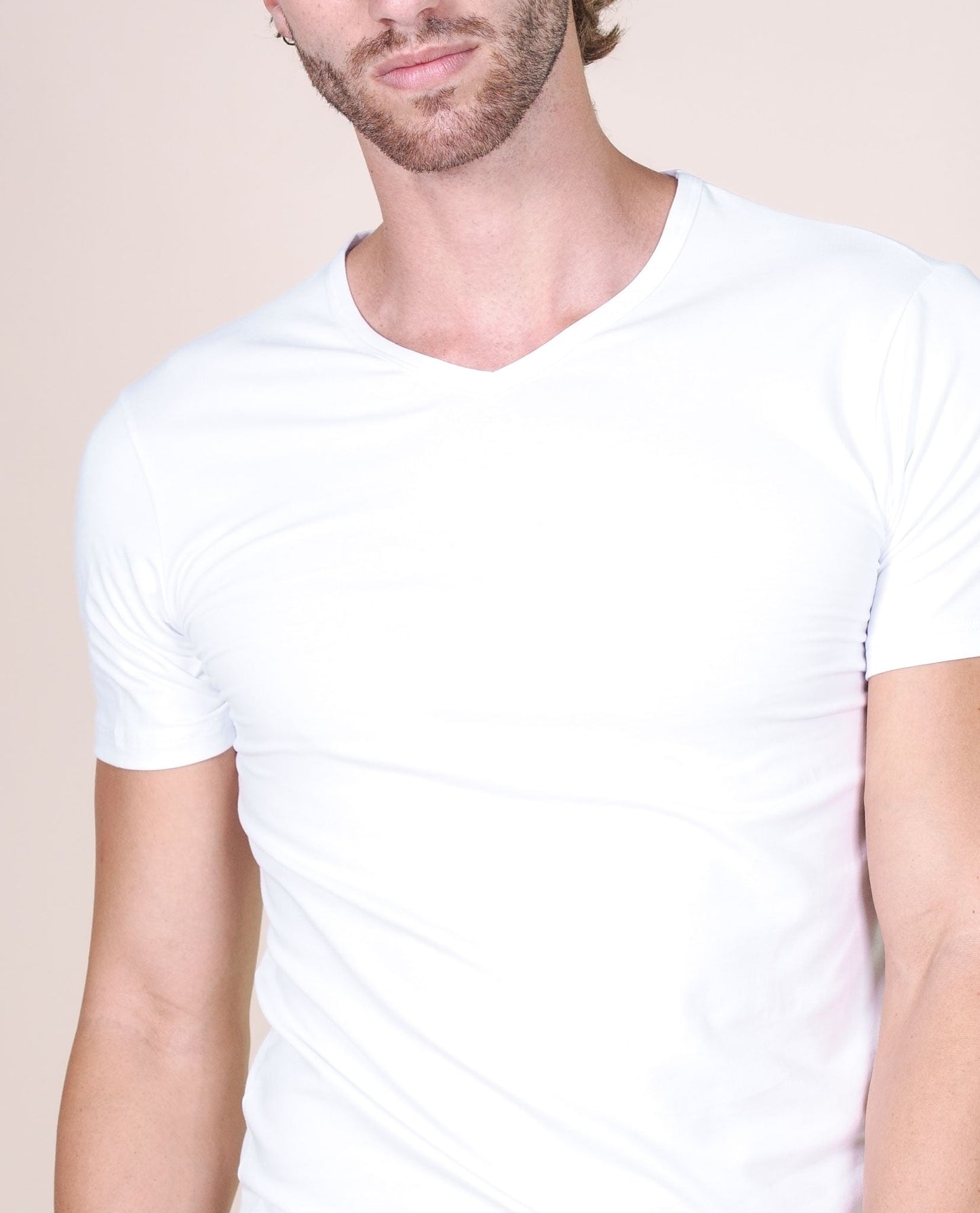 BASIC COTTON Free Spirit Premium Quality Cotton Men's V - Neck T-Shirt Proudly Made in Italy (985)