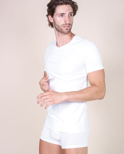 BASIC COTTON Free Spirit Premium Quality Cotton Men's V - Neck T-Shirt Proudly Made in Italy (985)