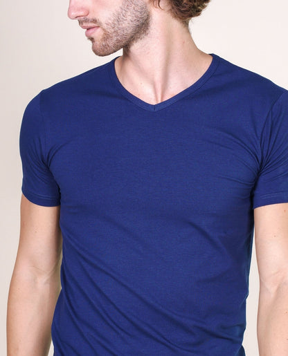 BASIC COTTON Free Spirit Premium Quality Cotton Men's V - Neck T-Shirt Proudly Made in Italy (985)