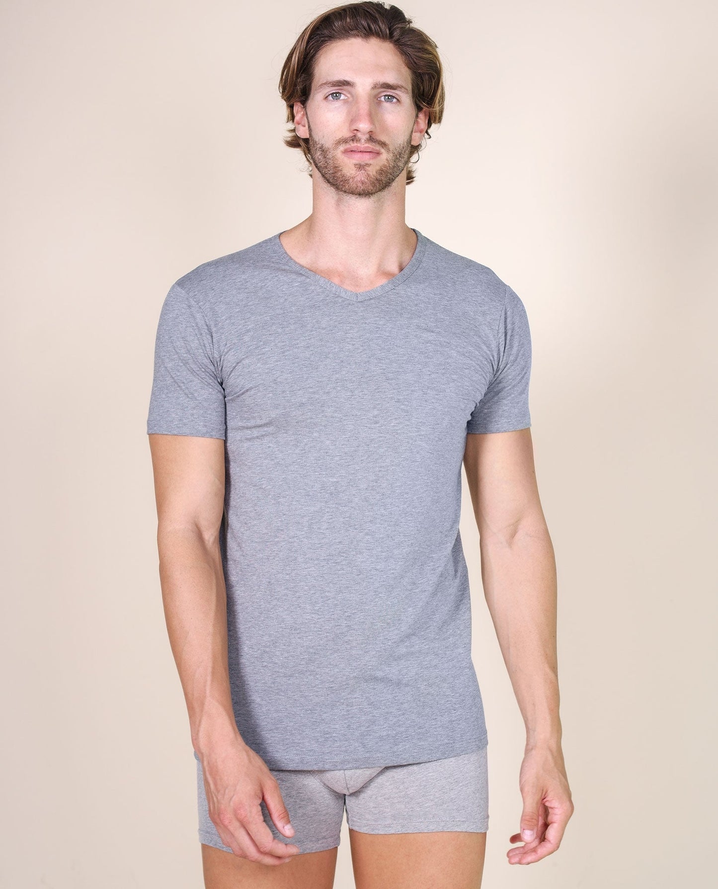BASIC COTTON Free Spirit Premium Quality Cotton Men's V - Neck T-Shirt Proudly Made in Italy (985)