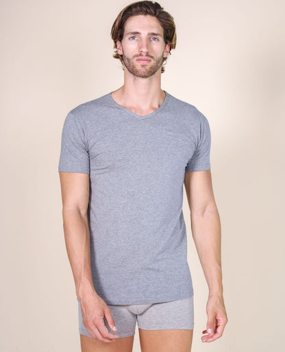 BASIC COTTON Free Spirit Premium Quality Cotton Men's V - Neck T-Shirt Proudly Made in Italy (985)