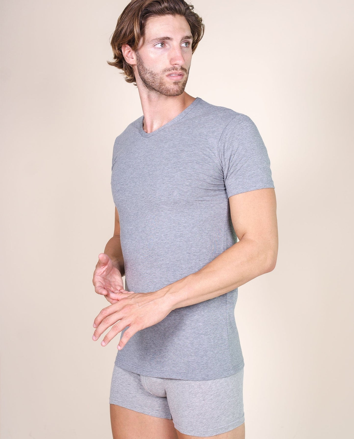 BASIC COTTON Free Spirit Premium Quality Cotton Men's V - Neck T-Shirt Proudly Made in Italy (985)