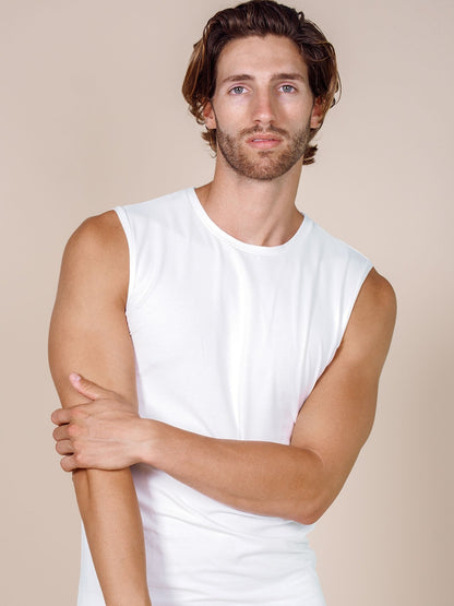 BASIC COTTON Free Spirit Premium Quality Cotton Men's Sleeveless Tank Top. Proudly Made in Italy (988)