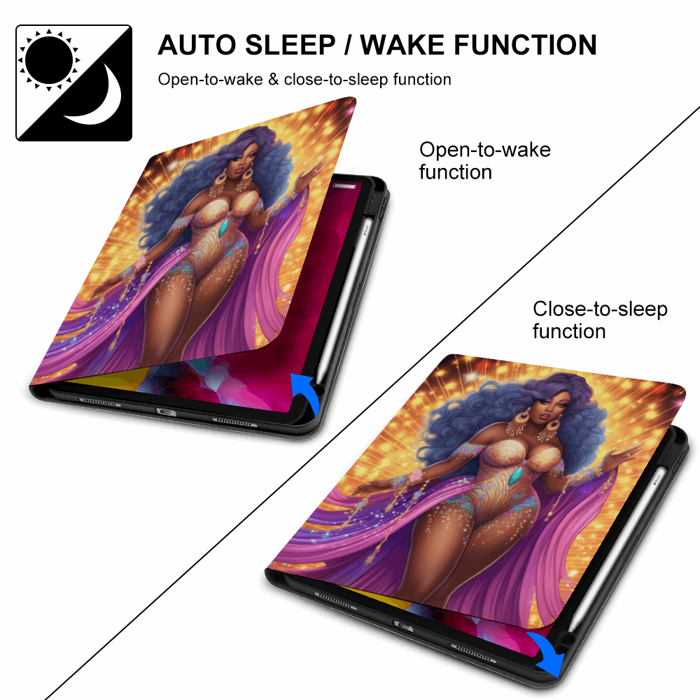 African American Women IPad Case with Apple Pencil Holder for iPad 2020 iPad Pro 2020/2021 and iPad 2020 Air4