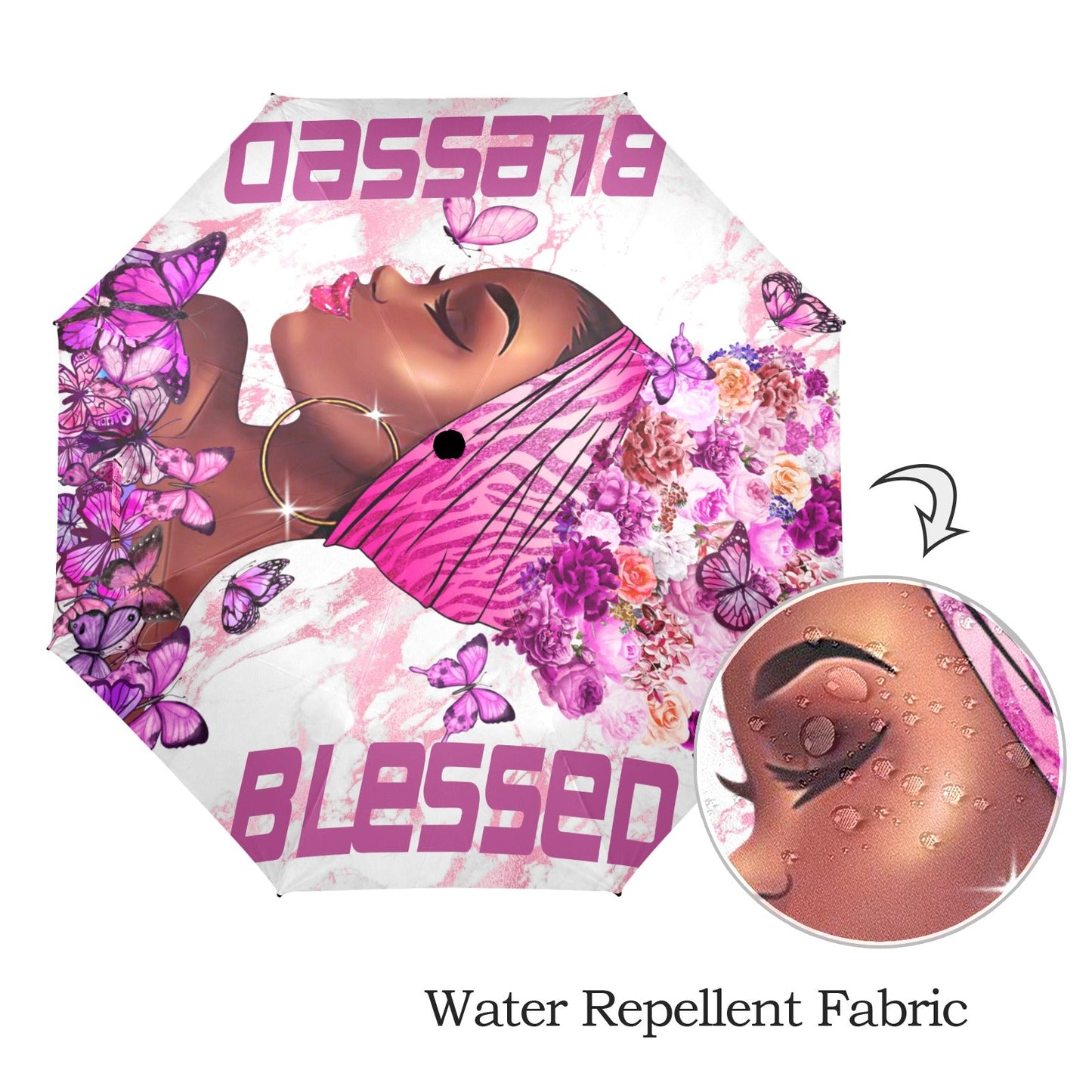 Blessed Purple Umbrella Semi-Automatic Foldable Umbrella (Model U12)