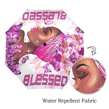 Blessed Purple Umbrella Semi-Automatic Foldable Umbrella (Model U12)