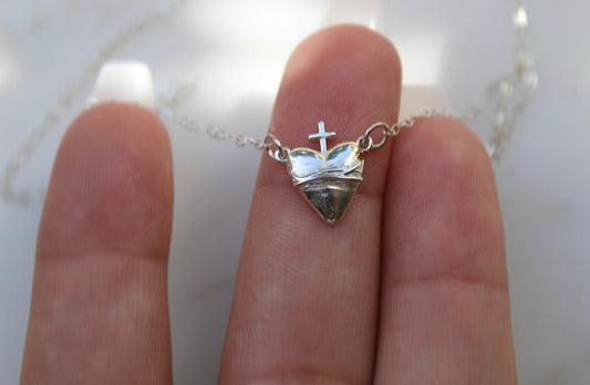 Holy Hearts™ Sacred Heart of Jesus Necklace in Sterling Silver