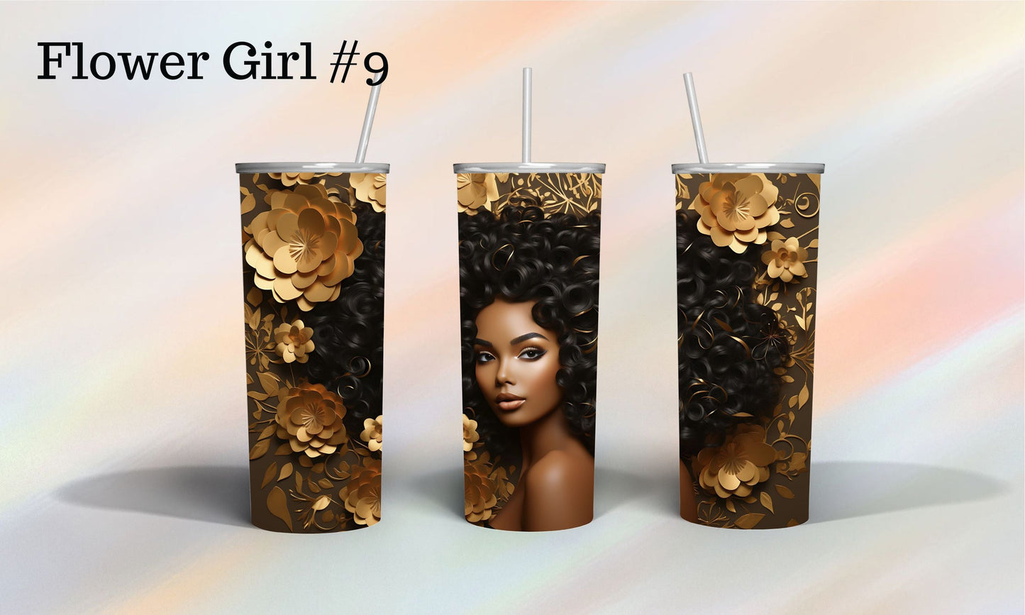 African American Girl covered in Girls Tumbler