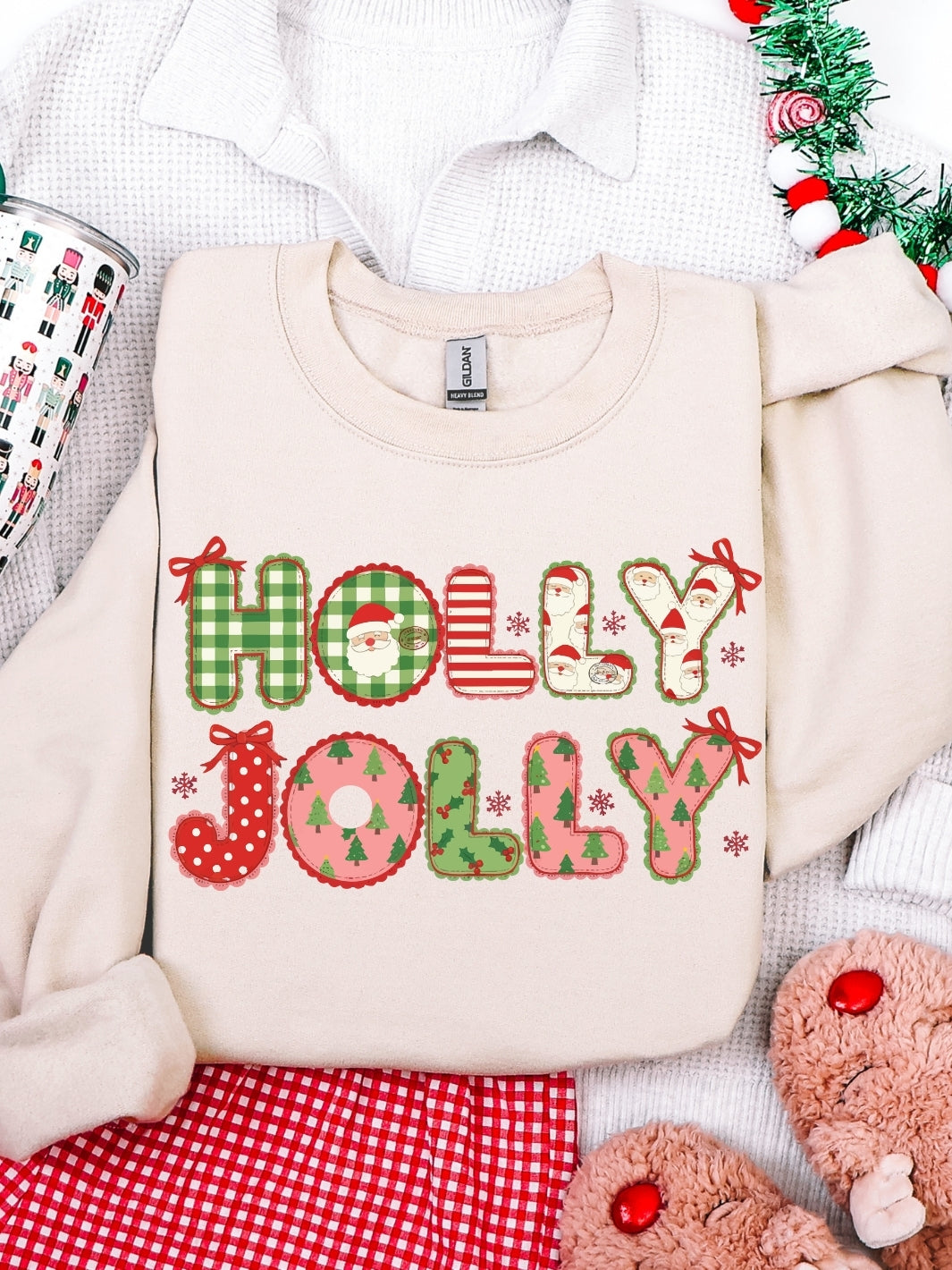 Gildan Christmas Plaid With Stripes Retro Sweatshirt