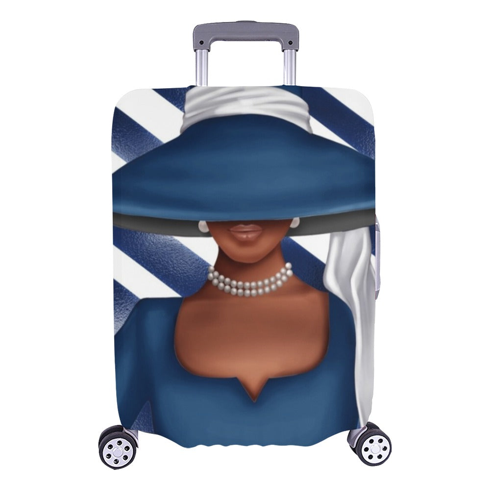 Blue & White Striped Church Lady Luggage Cover Luggage Cover/Large 26"-28"