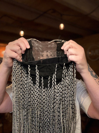 Full lace braided wig human hair blend