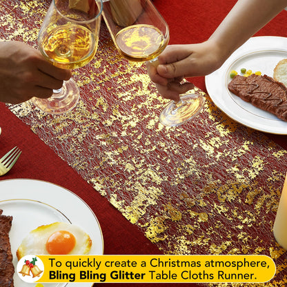 Sequin Glitter Table Runner, 2PCS, 9FT, Gold