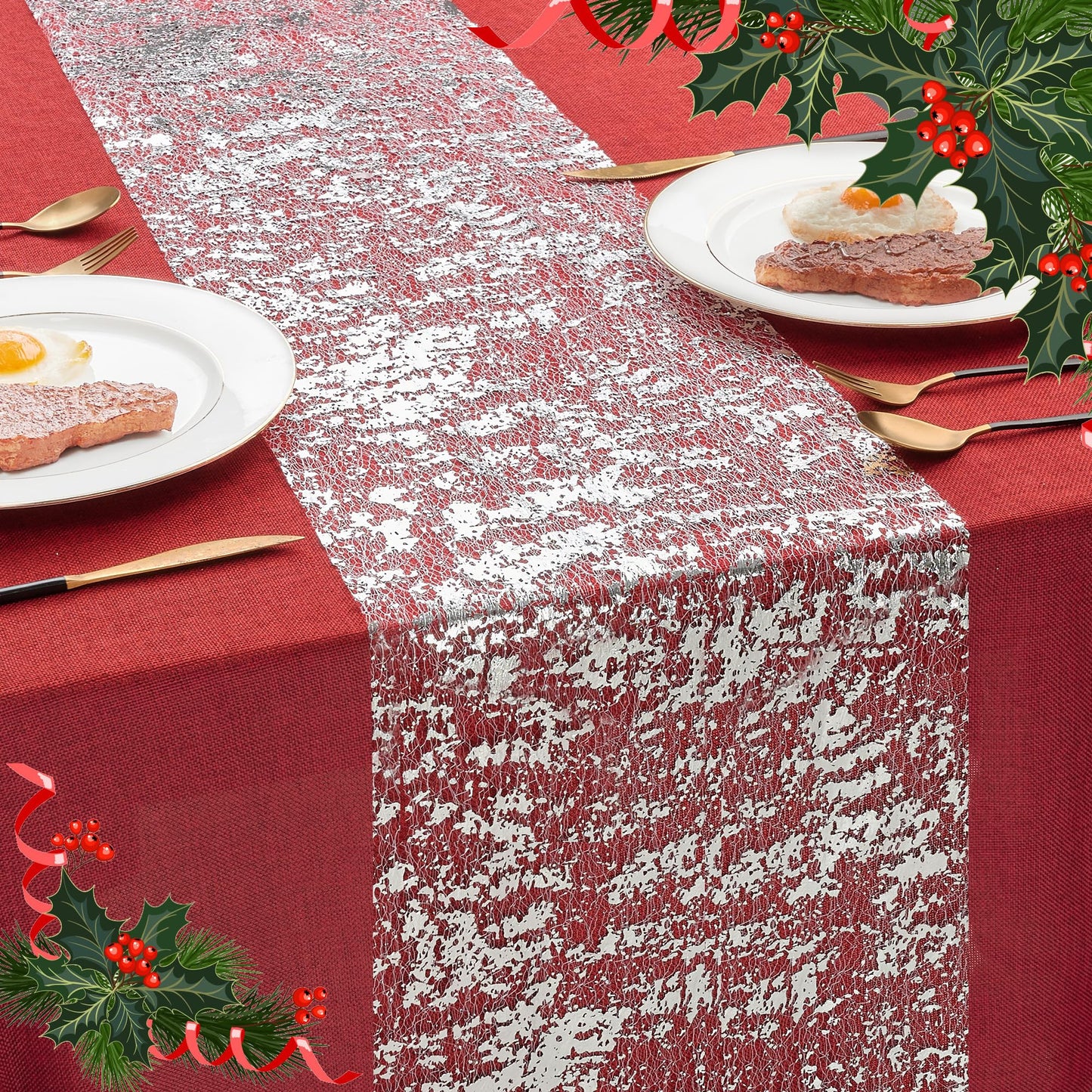 Sequin Glitter Table Runner, 2PCS, 9FT, Gold
