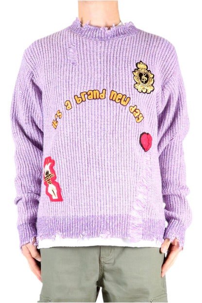 RODRI Heavy Gauge Ripped Knit Sweater with patches