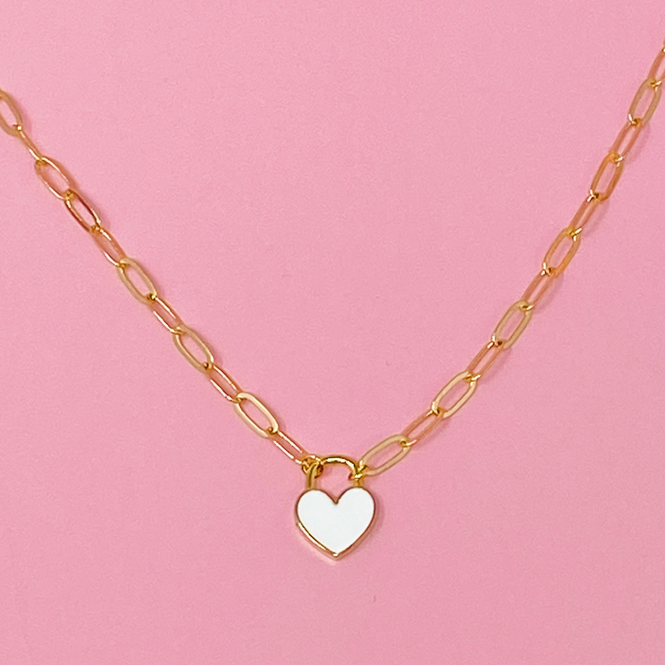 Colored & Locked Heart Necklace