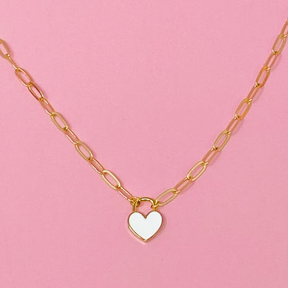 Colored & Locked Heart Necklace