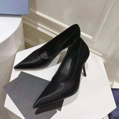 Luxury Brand Women Super High Heel Shoes Elegant Pointy Toe Ladies Satin Basic Shoes Summer Party Banquet Dress Shoes Women
