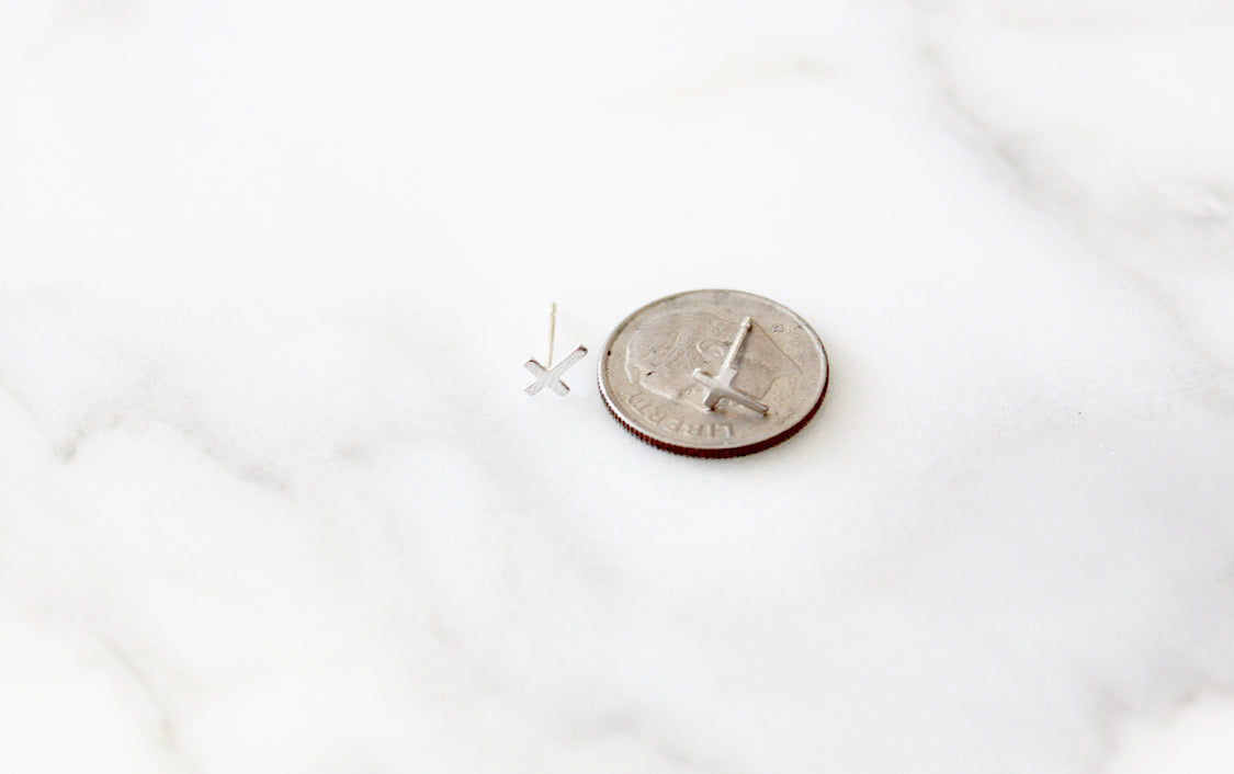 Cross Studs in Sterling Silver