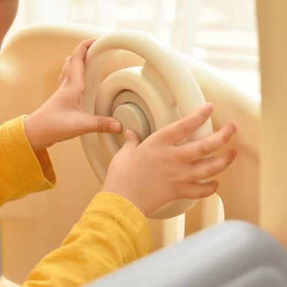 Kids Slide with Bus Play Structure Freestanding Bus Toy with Slide for Toddlers Bus Slide Set with Basketball Hoop