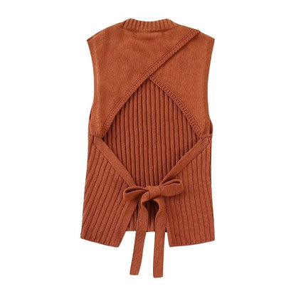 Women's spring new backless knit top