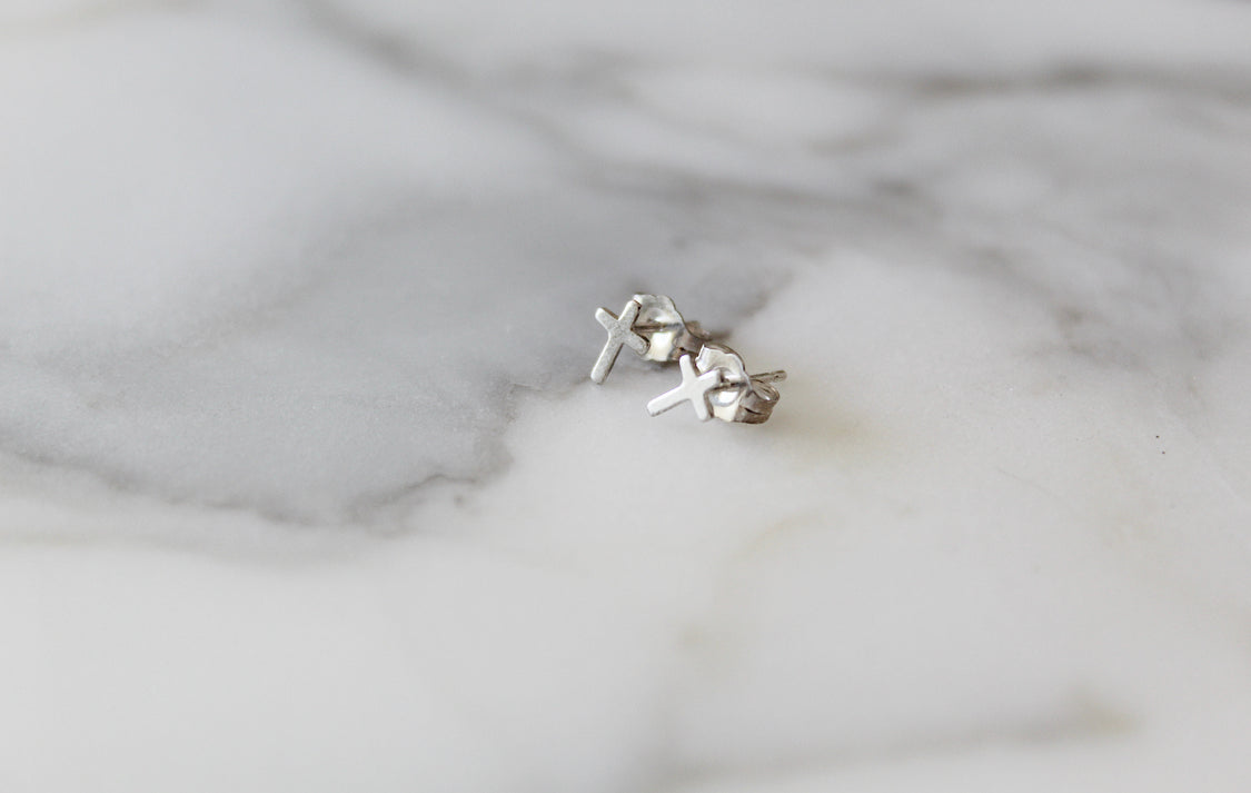 Cross Studs in Sterling Silver