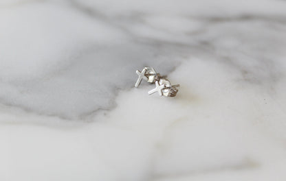 Cross Studs in Sterling Silver