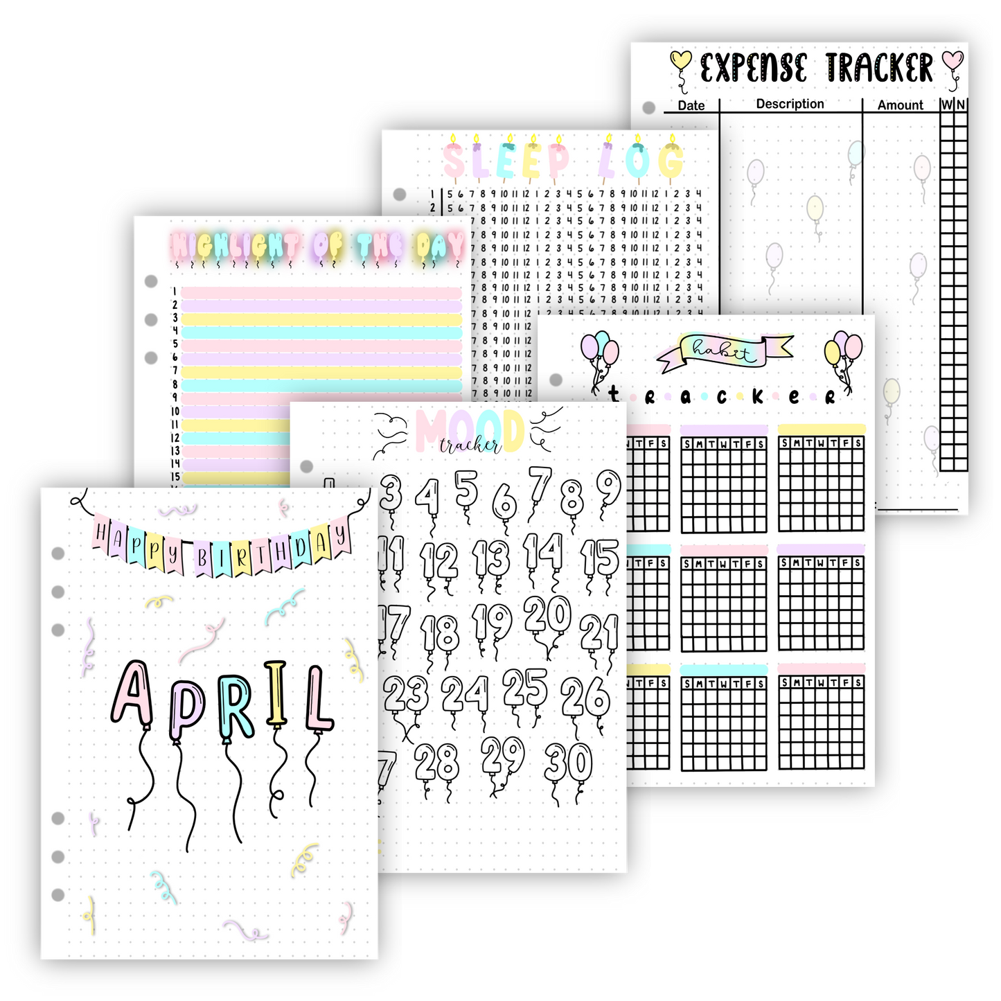 Birthday Themed Monthly Page Bundles