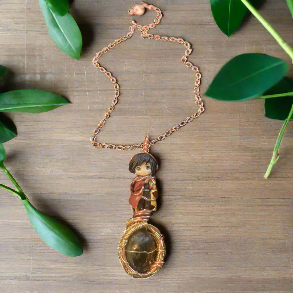 Custom Demon Slayer And Labradorite Anime Necklace